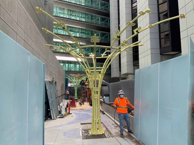 Curved Steel Flower Stem at Cedar Sanai Hospital